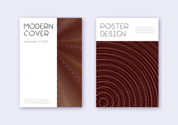 Vector illustration of Minimal cover design template set. Gold abstract l