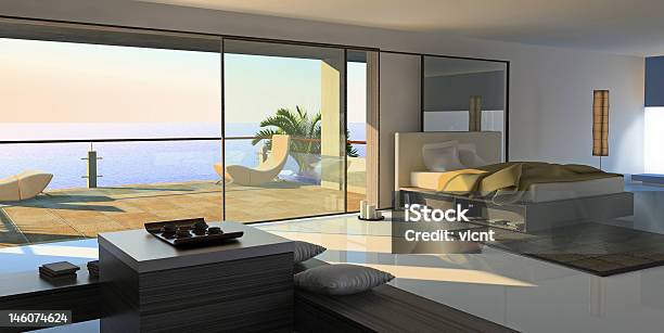 Modern Interior Stock Photo - Download Image Now - Apartment, Balcony, Bed - Furniture