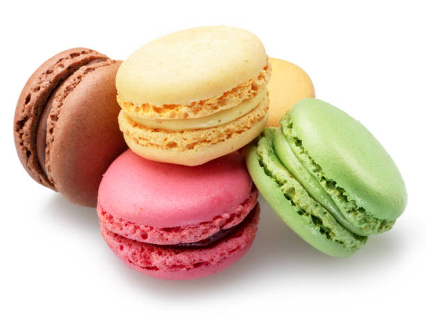 istock Colorful french macarons isolated on white background. 1460747406