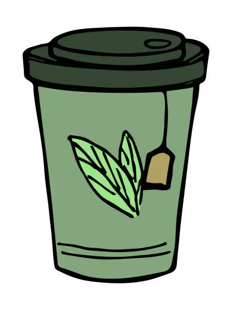 Vector illustration of Cup of tea doodle