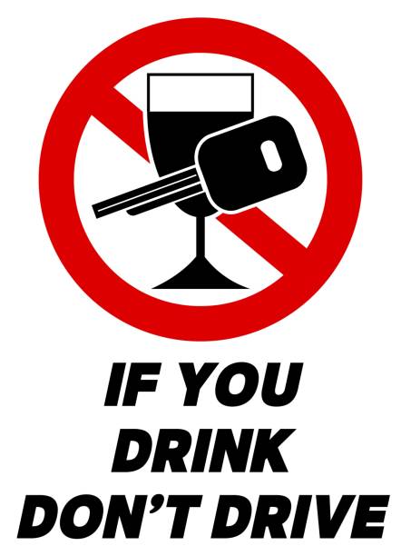 ilustrações, clipart, desenhos animados e ícones de se você bebe, não dirija. sinal de proibição . texto abaixo. - drunk driving alcohol alcoholism car