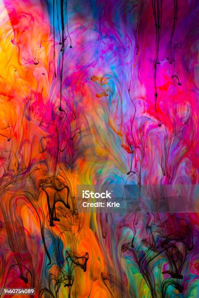 Multicolor Paint Splash Background Stock Photo - Download Image Now - Acrylic Painting, Flowing, Abstract