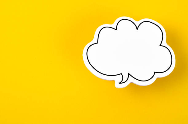 istock The Speech bubble with copy space communication talking speaking concepts on yellow background. 1460756703