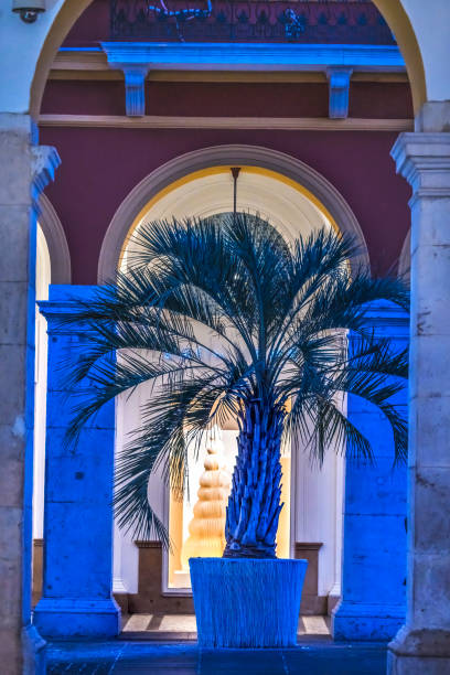 Colorful Stone Arch Palm Tree Cityscape Nice Cote d'Azur France