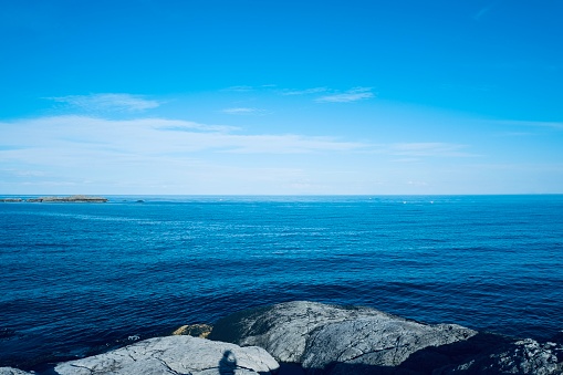Blue sea horizon and blue sky, natural seascape background