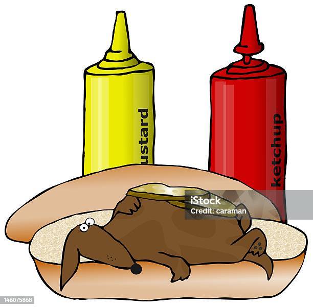 Vienna Dog Stock Illustration - Download Image Now - Dachshund, Hot Dog Bun, Bottle