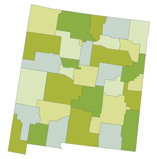 illustrazioni stock, clip art, cartoni animati e icone di tendenza di mappa politica modificabile altamente dettagliata con livelli separati. nuovo messico. - rio grande illustrations