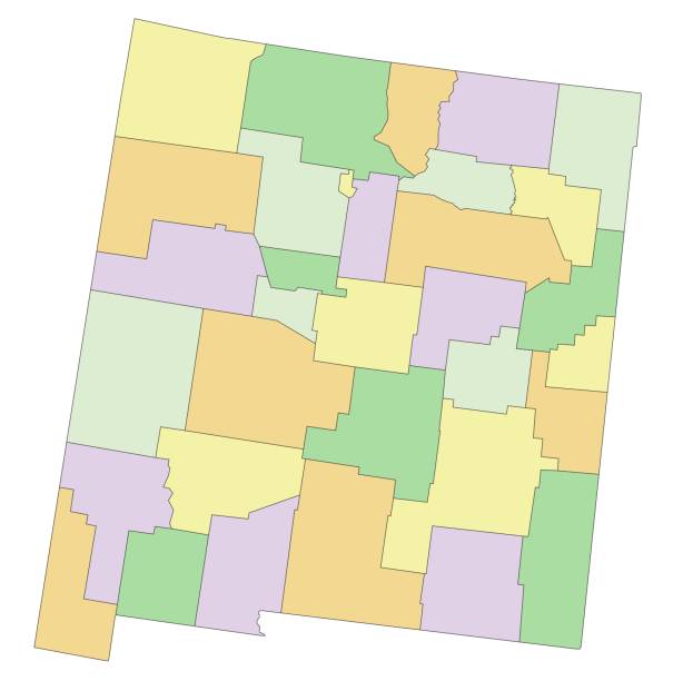 illustrazioni stock, clip art, cartoni animati e icone di tendenza di new mexico - mappa politica modificabile altamente dettagliata. - rio grande illustrations