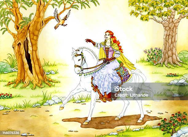 Elven Sorceress 白の馬の乗馬 - ハヤブサ科のベクターアート素材や画像を多数ご用意 - ハヤブサ科, 仮装衣装, 水彩画