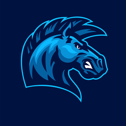 Vector of Blue Head Mustang Horse Mascot