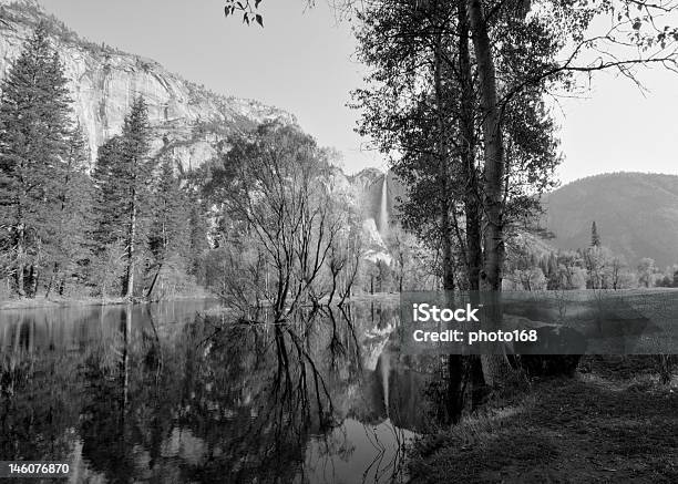 Upper Yosemite Fall Stock Photo - Download Image Now - Black And White, Yosemite Falls, Yosemite National Park