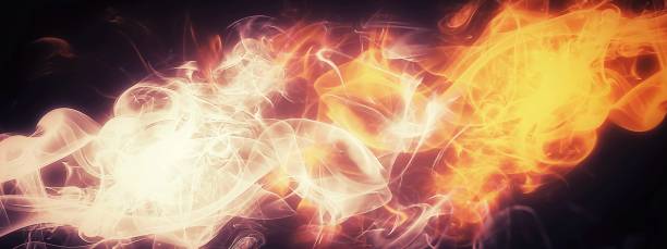 istock Abstract background with swirling fire flames and smoke 1460769309