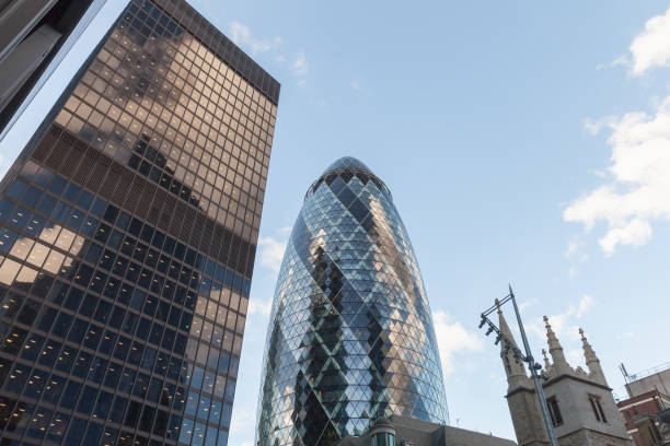 London, UK - April 25, 2019: London city skyline with Gherkin tower