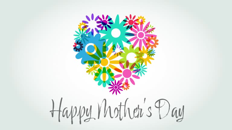 Animation sequence with Overlapping silhouettes of Flowers for Mothers Day Greeting, Mothers Day, Mother, Parent, Love - emotion, Celebration, Greeting Card, Springtime, Mothering Sunday