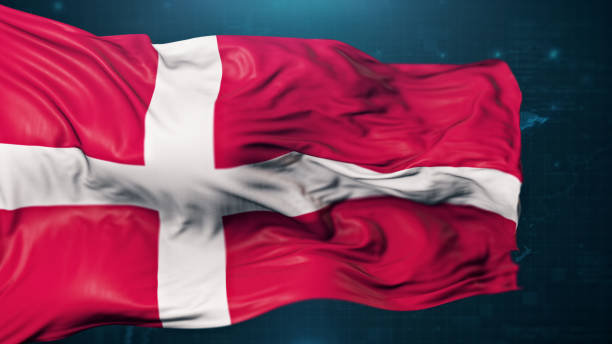 istock Flag of Denmark on dark blue background 1460773291
