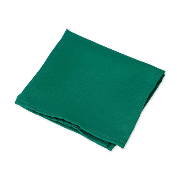 istock Folded green tissue napkin isolated over white background 1460773905