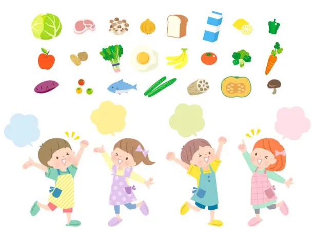 Vector illustration of Image illustration of children cooking