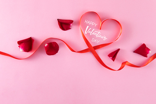 Heart shaped ribbon for Valentine’s Day and Mother’s Day concept