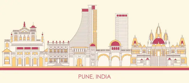 Vector illustration of Cartoon Skyline panorama of city of Pune, India