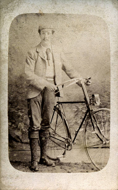 Victorian Lifestyle - Portrait of man with bicycle stock photo