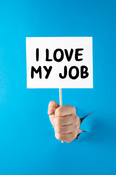 istock Hands with I Love My Job Message 1460778075