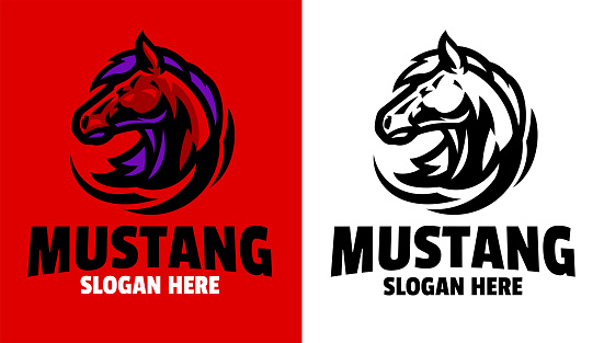 Vector of Set of Couple Mustang Head