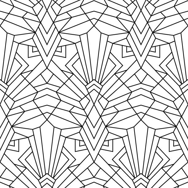 Black and white vector Art Deco seamless pattern. Modern style abstract geometric patterm. vector art illustration