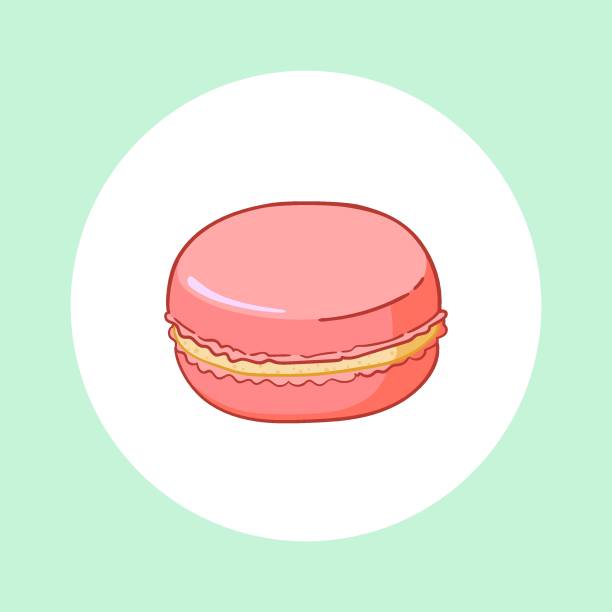 Pink macaron on mint background. Vector illustration. Sweet dessert poster. vector art illustration