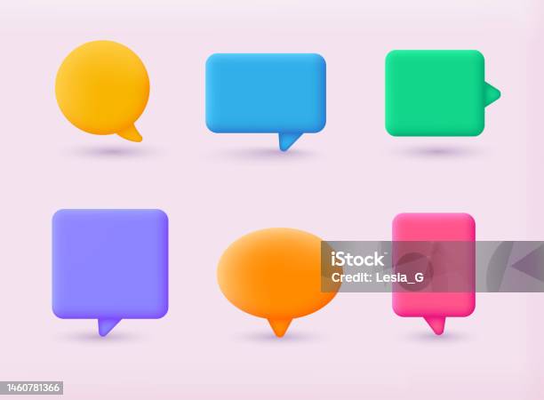 Speaking Message Box Speechset Of 3d Speak Bubble Chatting Box Message Box 3d Web Vector ...