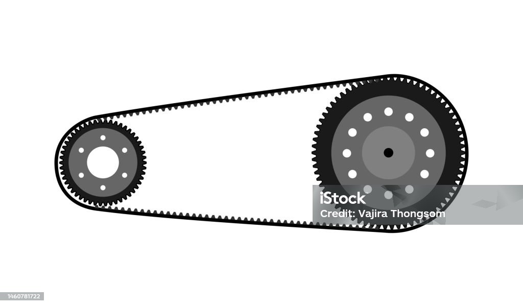 Belt Line Object Motorcycle Drive Belt With Sprocket Vector Line Stock Illustration ...