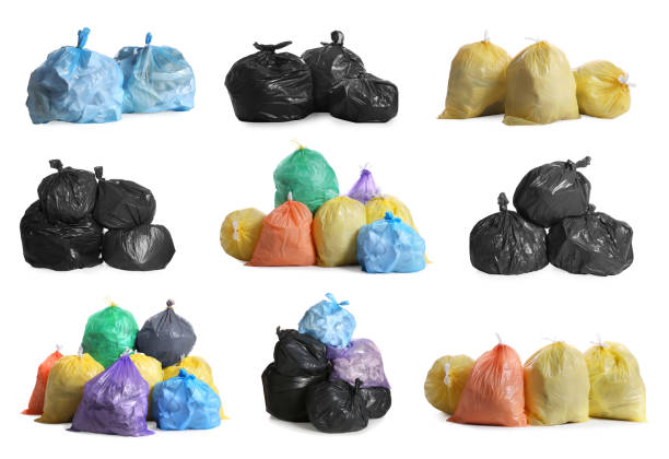 istock Set with different trash bags full of garbage on white background 1460781862