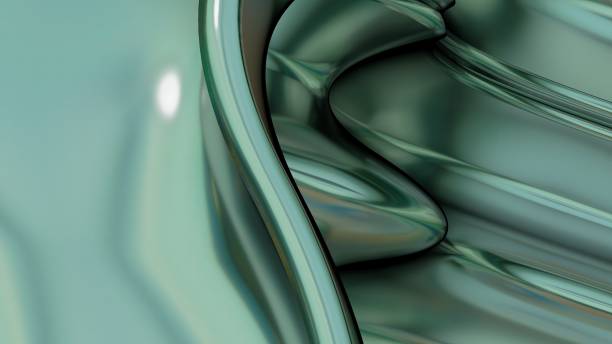 istock Green molten metal plates organically molded into abstract, dramatic, modern, luxurious and exclusive 3D rendering of graphic design elemental background material. 1460783947