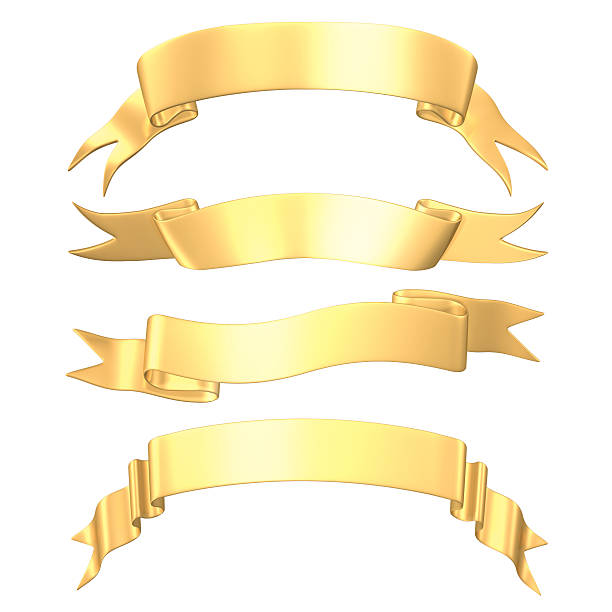 istock A four blank gold colored banners on a white background  146078539