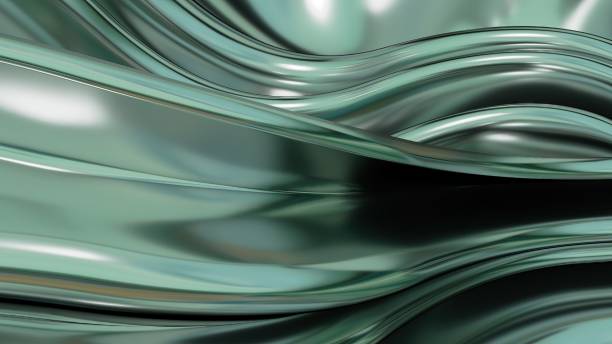 istock Green beautiful airy flowing vertical Bezier metal abstract dramatic modern luxurious luxurious 3D rendering graphic design elemental background material 1460785904