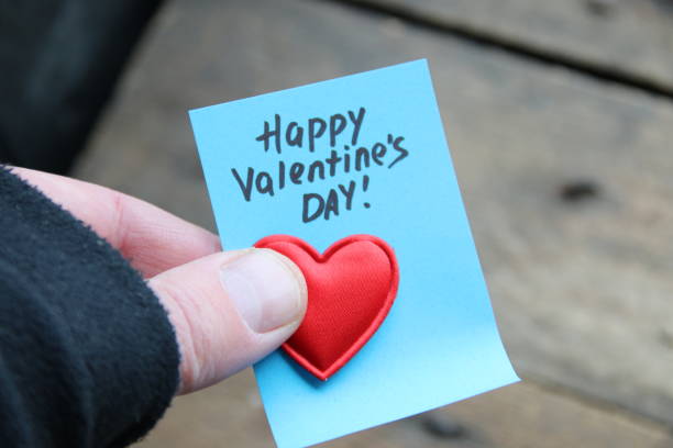 istock Happy valentine's day card, blue tag lettering. 1460787305