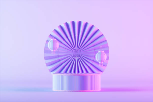 istock Chinese new year empty product podium exhibition, neon lilac background 1460787319