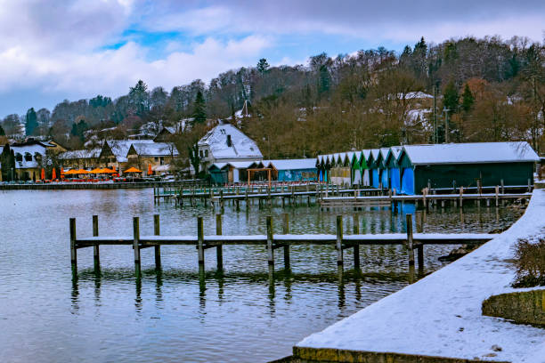 A view of the Starnberg lake in Bayern, Germany, on a cold winter morning