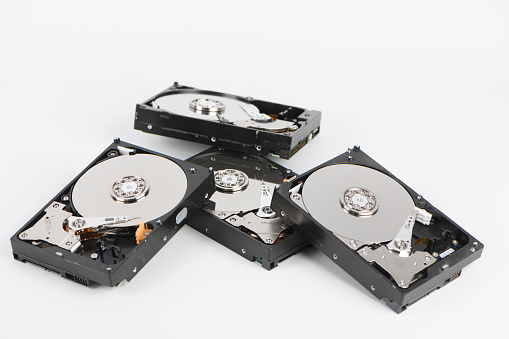 Hard disk drive disk for digital data storage studio shot isolated on white