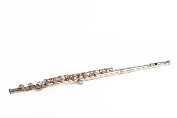 Flute musical instrument studio shot isolated on a white background stock photo