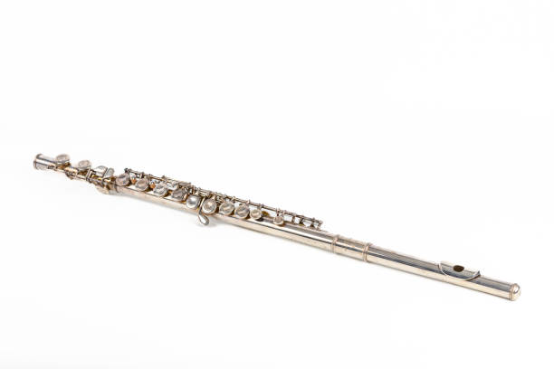 Flute musical instrument studio shot isolated on a white background stock photo