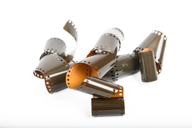 Analog 35mm photo film studio shot isolated on a white background