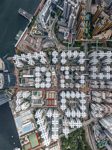 Topdown Photo os skyscrapper city of Hong Kong