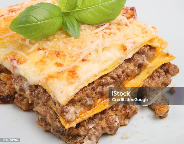 Baked Lasagne Stock Photo - Download Image Now - Baked, Basil, Beef