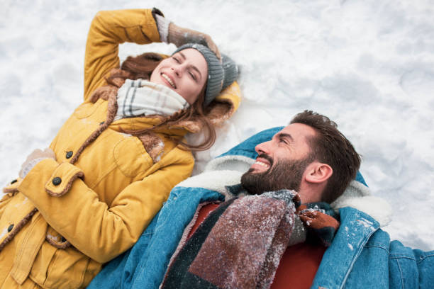 istock Happy couple on a snowy day 1460791742