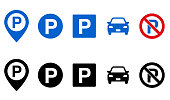 Road sign with parking and car icon