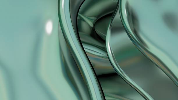 istock Green metal plate with wavy Bezier behind it Abstract, dramatic, modern, luxurious and exclusive 3D rendering of graphic design elemental background material. 1460794316