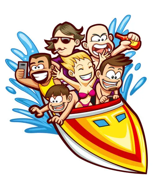 Vector illustration of Speed Boat Party