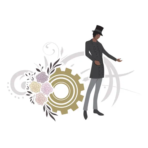 Vector illustration of steampunk man