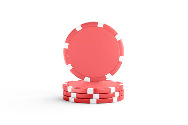 supporto di mockup rotondo di plastica rossa vuota sulla pila, isolato - token gambling chip stack red foto e immagini stock