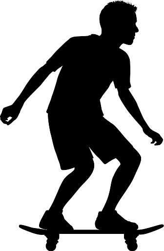 Skateboarder silhouette.